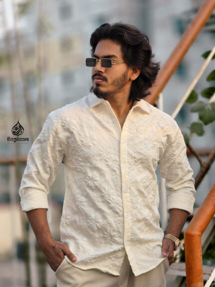 Luxury Jacquard Shirt 02 Colour (White)